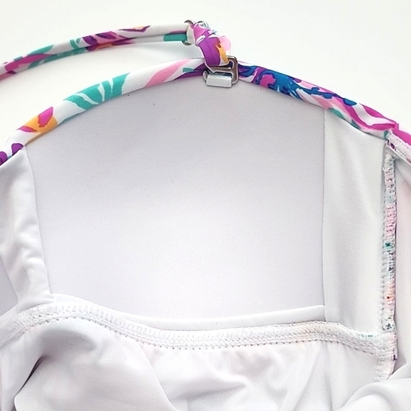 NWT Stella Parker Women's One Piece Halter Swimsuit Abstract Floral Pink Size M - Picture 5 of 9